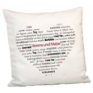 Ein Herz aus Worten - personalisiertes Kuschelkissen für die Freundin als Geschenk