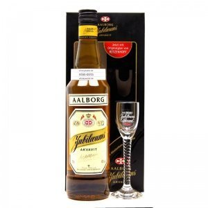 Aalborg Jubiläums Akvavit mit Glas in Ge