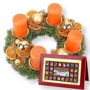 Adventskranz Angel und Adventskalender-S