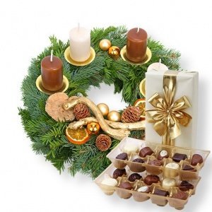 Adventskranz Oh du fröhliche! und Pralin