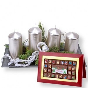 Adventslicht Raureif und Adventskalender