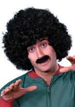 Afro-Perücke mit Schnauzer, schwarz