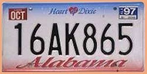 Alabama Heart of Dixie PKW Schild