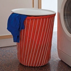 Alessi Wäschekorb Edelstahl weiß mit Sto