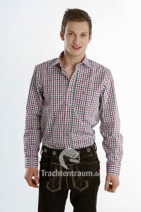 Almsach Trachtenhemd rot-grün