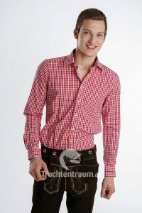 Almsach Trachtenhemd rot slim fit