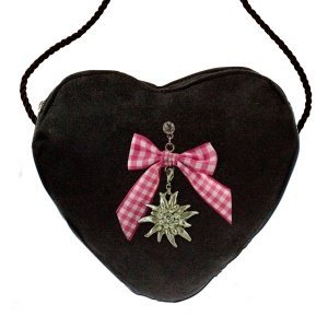 Alpenflüstern Trachtentasche Herz schwar