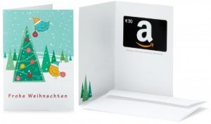 Amazon.de Grußkarte mit Geschenkgutschein - 30 EUR (Weihnachtsspatzen)