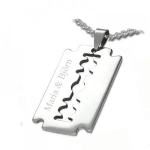Anhänger Dogtag Rasierklinge mit Gravur
