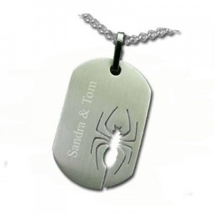 Anhänger Dogtag Spinne mit Gravur