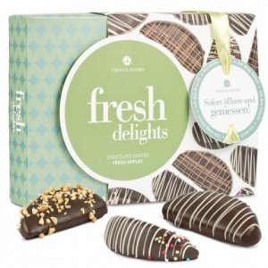 Äpfel in Zartbitterschokolade mit d