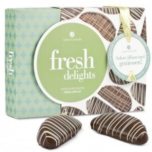 Äpfel in Zartbitterschokolade und w