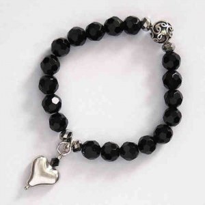 Armband -Heart- schwarz, Angels Welcome 