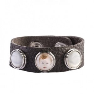 Armband Leder groß - Grau (1)