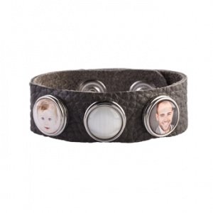 Armband Leder groß - Grau (2)