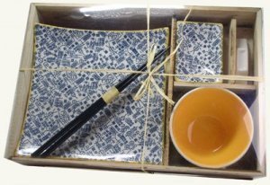 Asia Service blau gemustert 5-tlg.