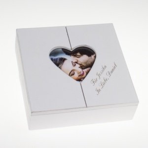 Aufbewahrungsbox Herz mit Gravur und Fot