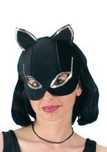 Augen-Maske Katze mit Ohren schwarz-silb