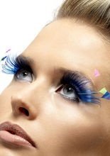 Augenwimpern, Feder blau gelb