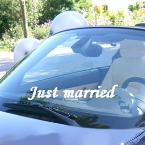 Autoaufkleber Just married, gerade, weiß