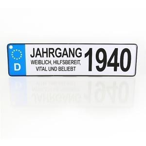 Autokennzeichen *Jahrgang 1940* für Frau
