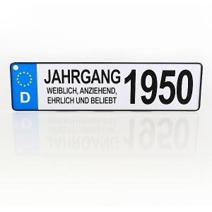 Autokennzeichen *Jahrgang 1950* für Frau