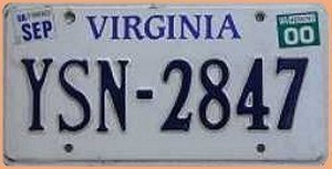 Autokennzeichen aus Virginia
