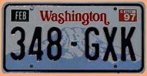 Autoschild aus dem Bundesstaat Washingto