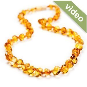 Baby Bernsteinkette "Barock" Cognac Stec