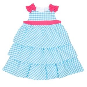 Baby Sommer Festtagskleid -Aqua Gingham-