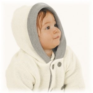Baby Strickjacke mit Kapuze reine Wolle