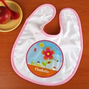 Babylätzchen mit Name, Blume und Maulwur