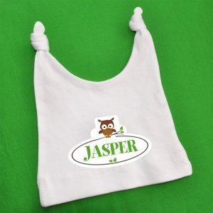 Babymütze wei?? mit Eule