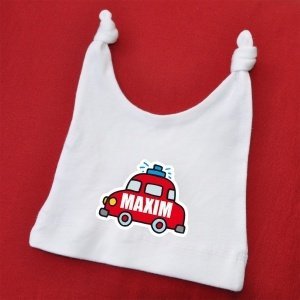 Babymütze wei?? mit Feuerwehr