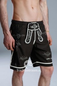 Badelederhose - Badeshort braun