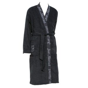 Bademantel Just Marrried, anthrazit, XL