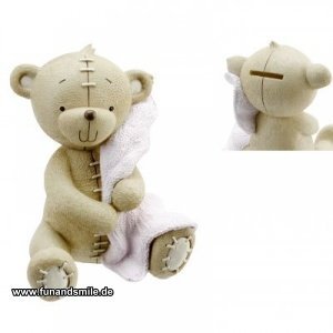 Bärchen Spardose  mit Decke  - Rosa