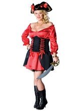 Barock Piratin XXL Damenkostüm rot-schwa