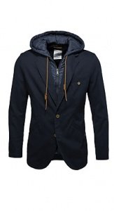 Baumwoll-Blazer mit Hoodie-Einsatz