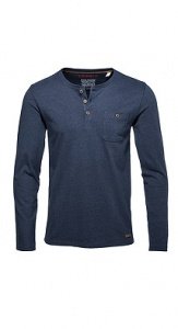 Baumwoll Jersey Melange Henley
