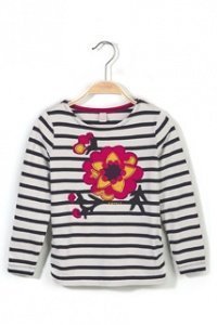 Baumwoll Jersey Ringelshirt mit Blüte