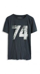 Baumwoll Jersey T-Shirt mit 74-Print