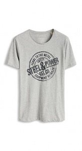 Baumwoll Jersey T-Shirt mit Gummi-Print