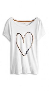 Baumwoll Jersey T-Shirt mit Herz