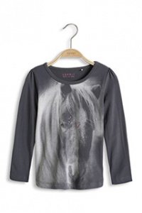 Baumwoll Jersey T-Shirt mit Print + Niet