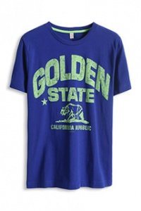 Baumwoll Jersey T-Shirt mit Used-Print