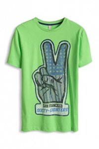 Baumwoll Jersey T-Shirt mit Victory-Prin