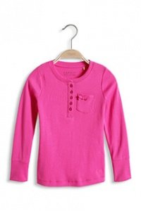 Baumwoll Longsleeve Henley aus Rib