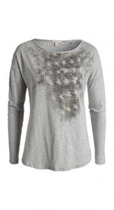 Baumwoll-Longsleeve mit Glanz-Print
