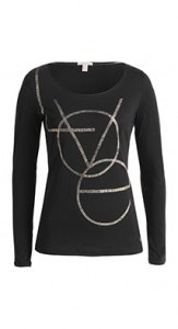 Baumwoll-Longsleeve mit Glitzer-Print